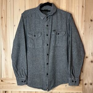 Obey Gray Button Up Shirt M Men's Long Sleeve Textured Twill Workwear Streetwear
